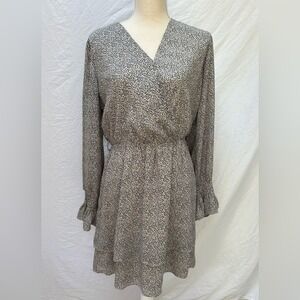HALOGEN Animal Print Faux Wrap Dress Size Medium